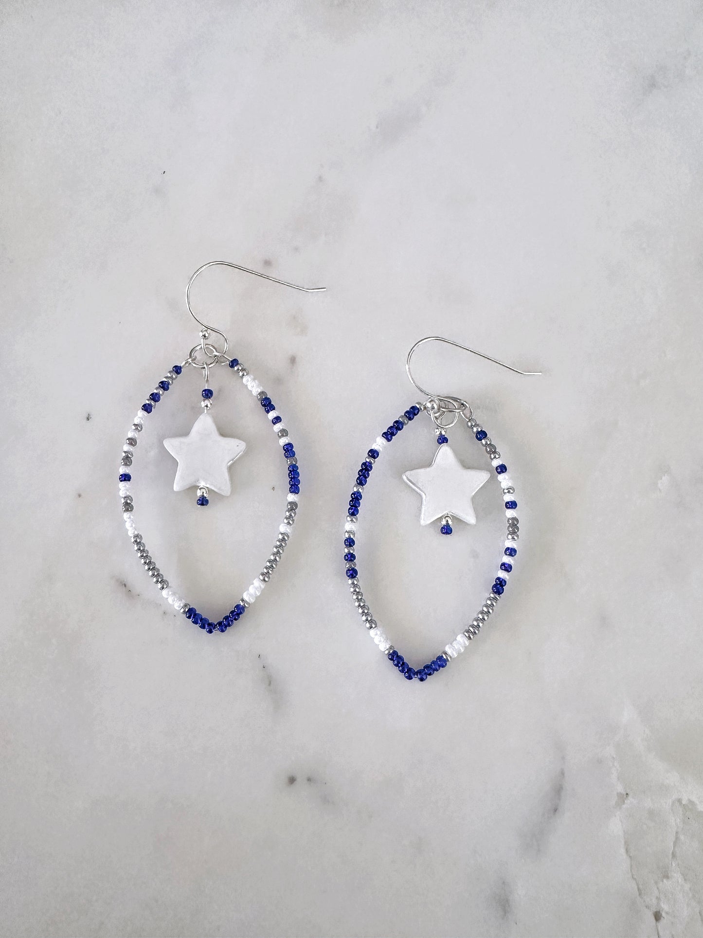 Blue/White/Silver Mix- Game Day Football Team Earrings