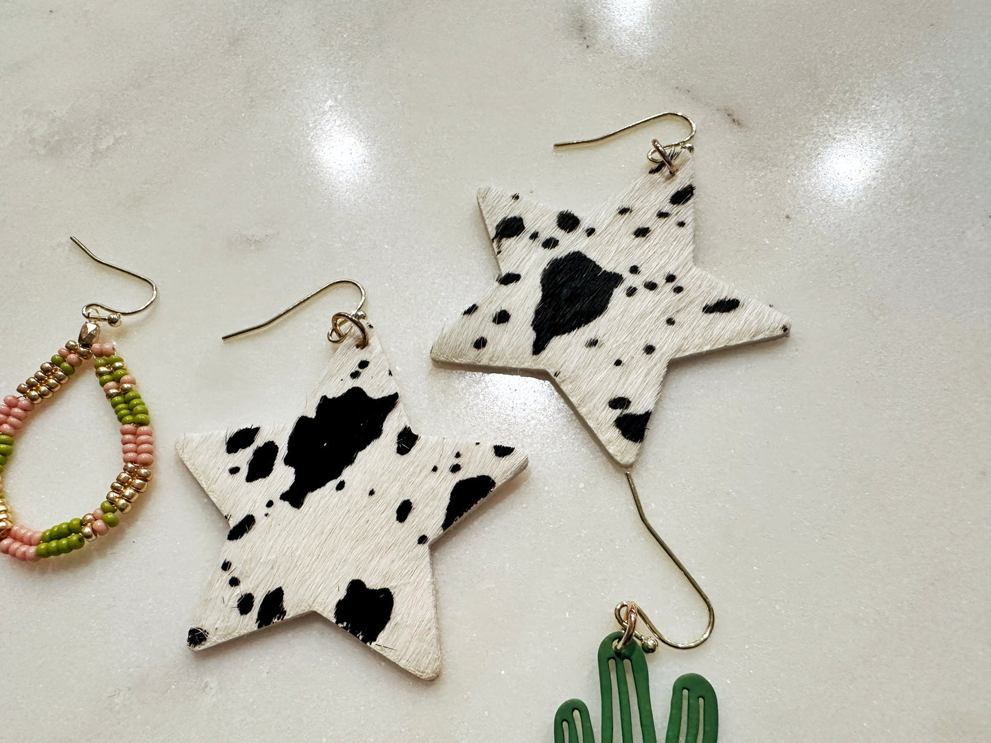 Cow Hide Star Earrings