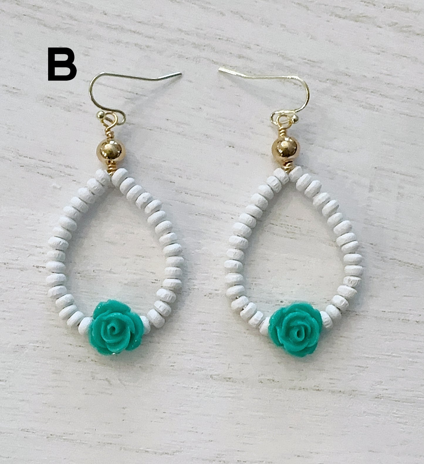 Wooden beaded floral hoop