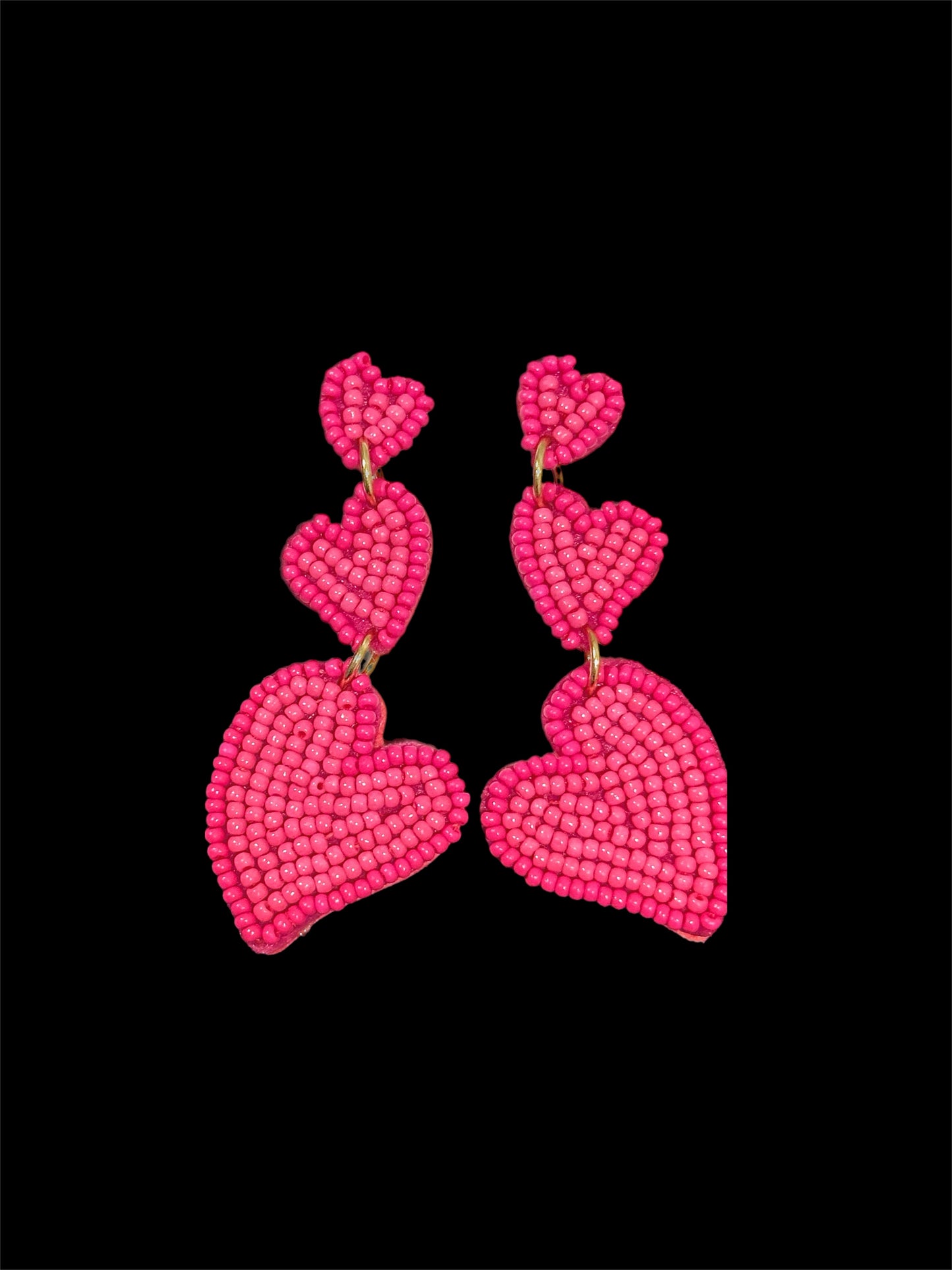 Sweetheart three tier beaded dangle earrings