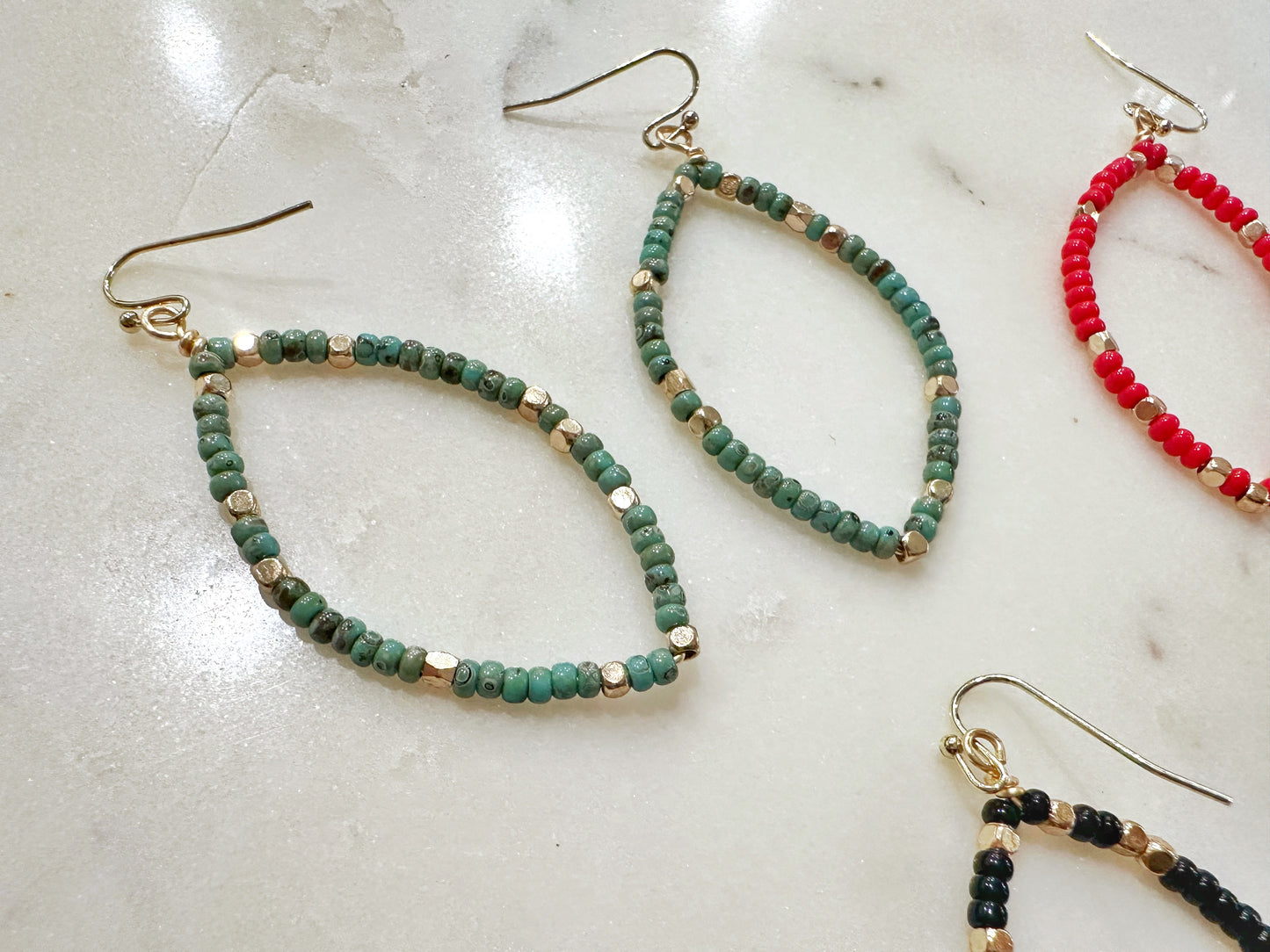Beaded Marquee Hoop Earrings