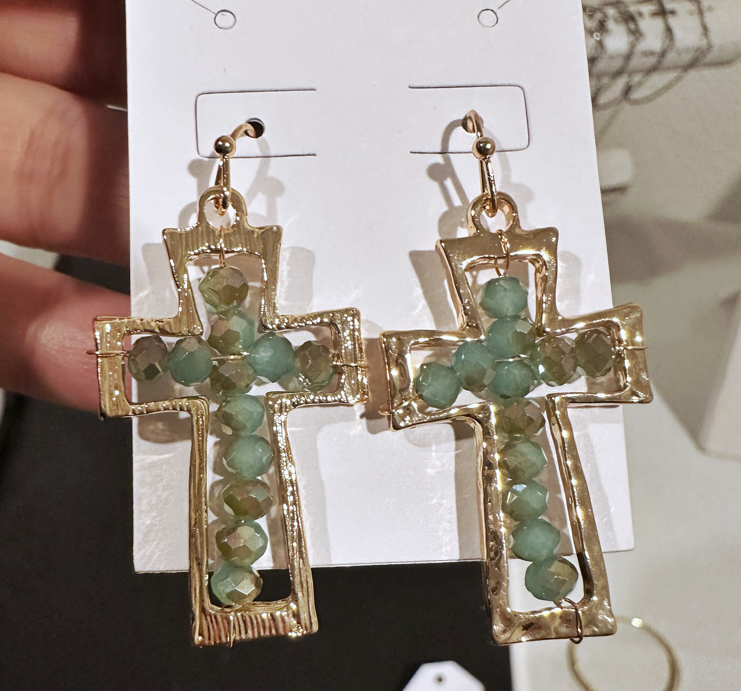 Beaded Cross Earrings