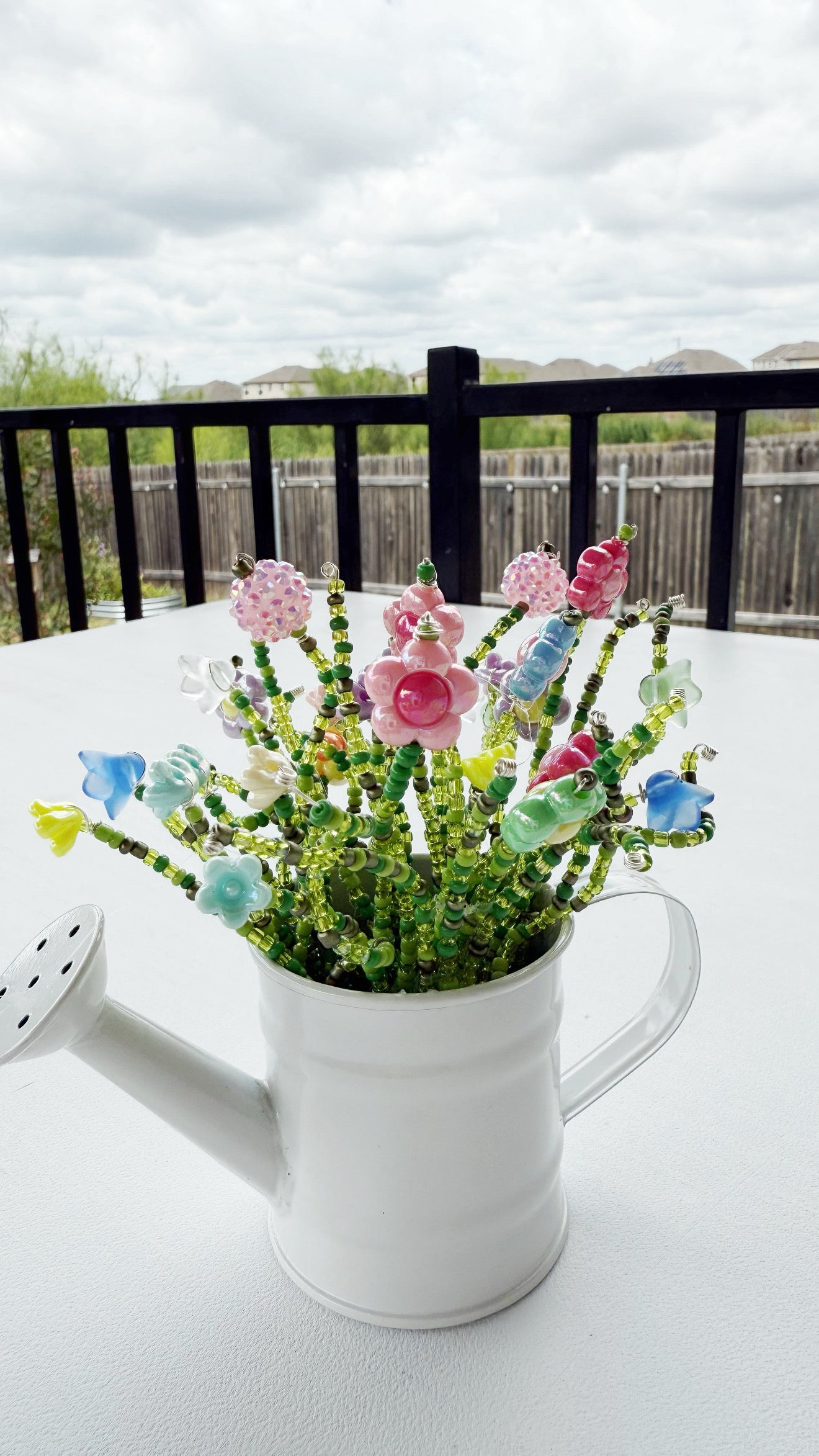 Mini Beaded Flower Arrangement-Watering Can