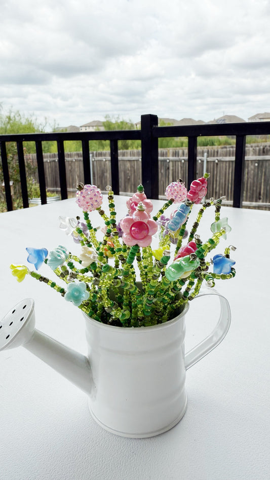 Mini Beaded Flower Arrangement-Watering Can