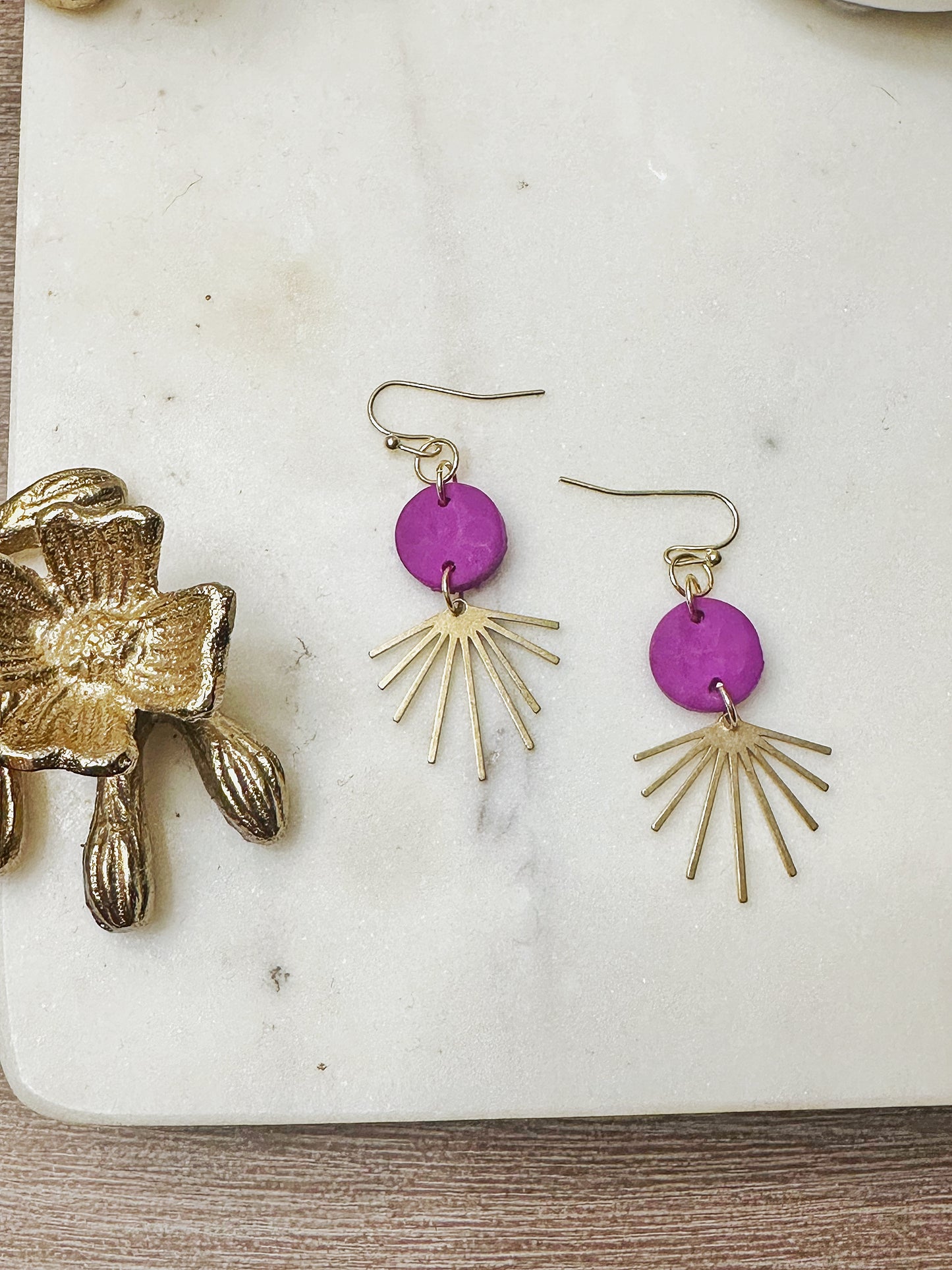 Brass Star Mini Clay Earrings