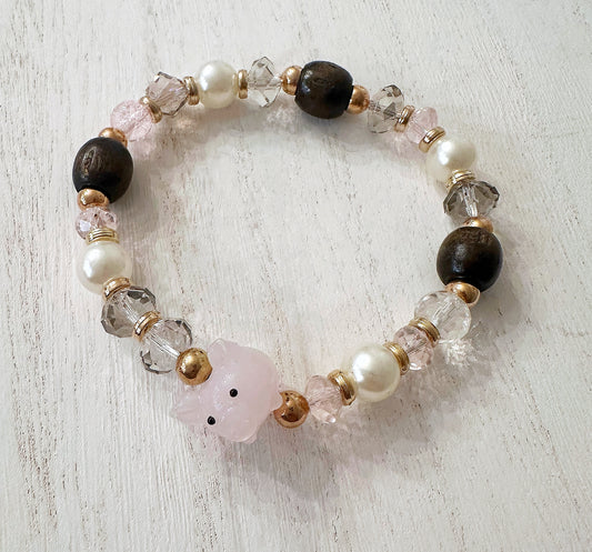 Pig crystal stretch bracelet