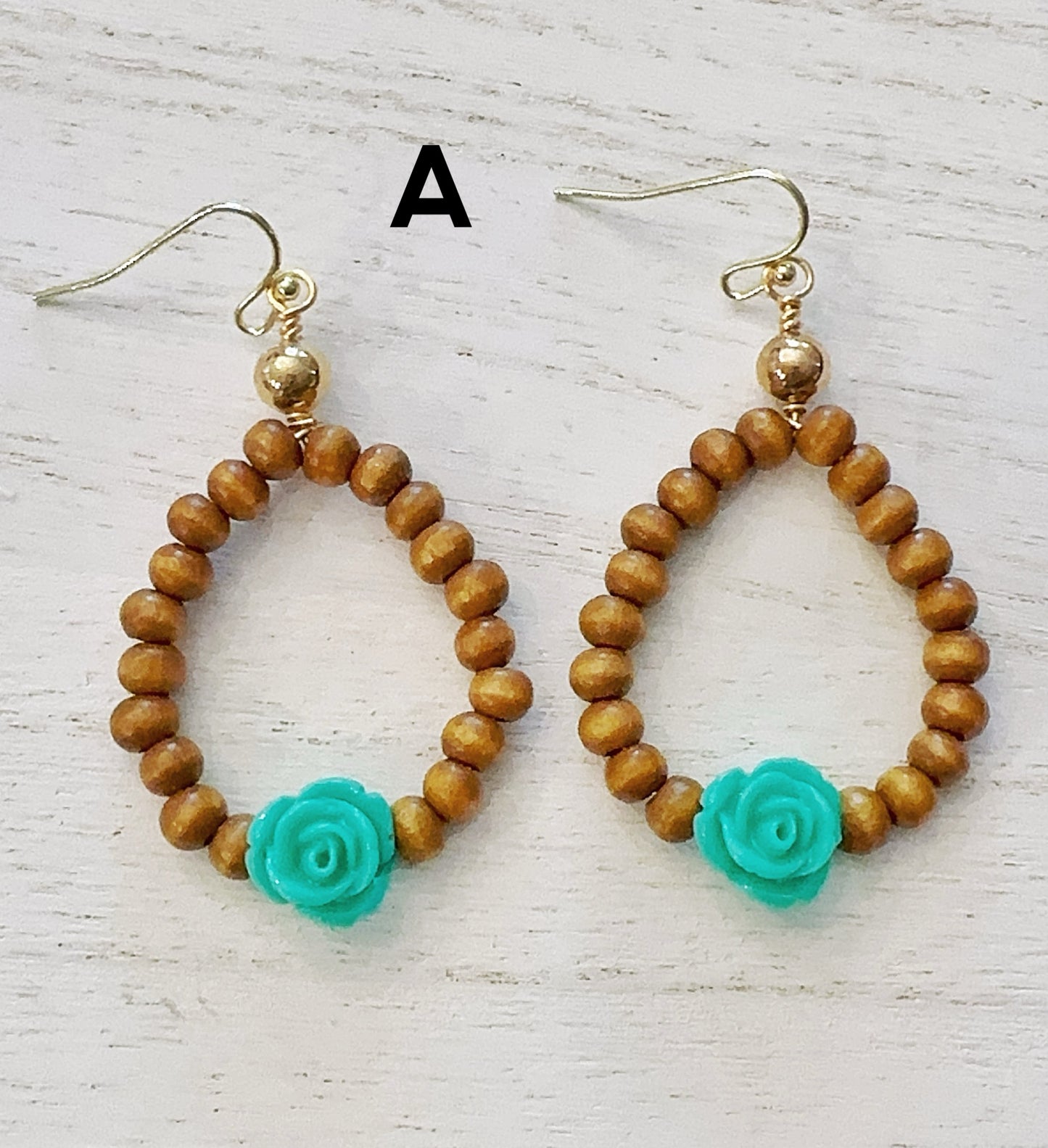 Wooden beaded floral hoop