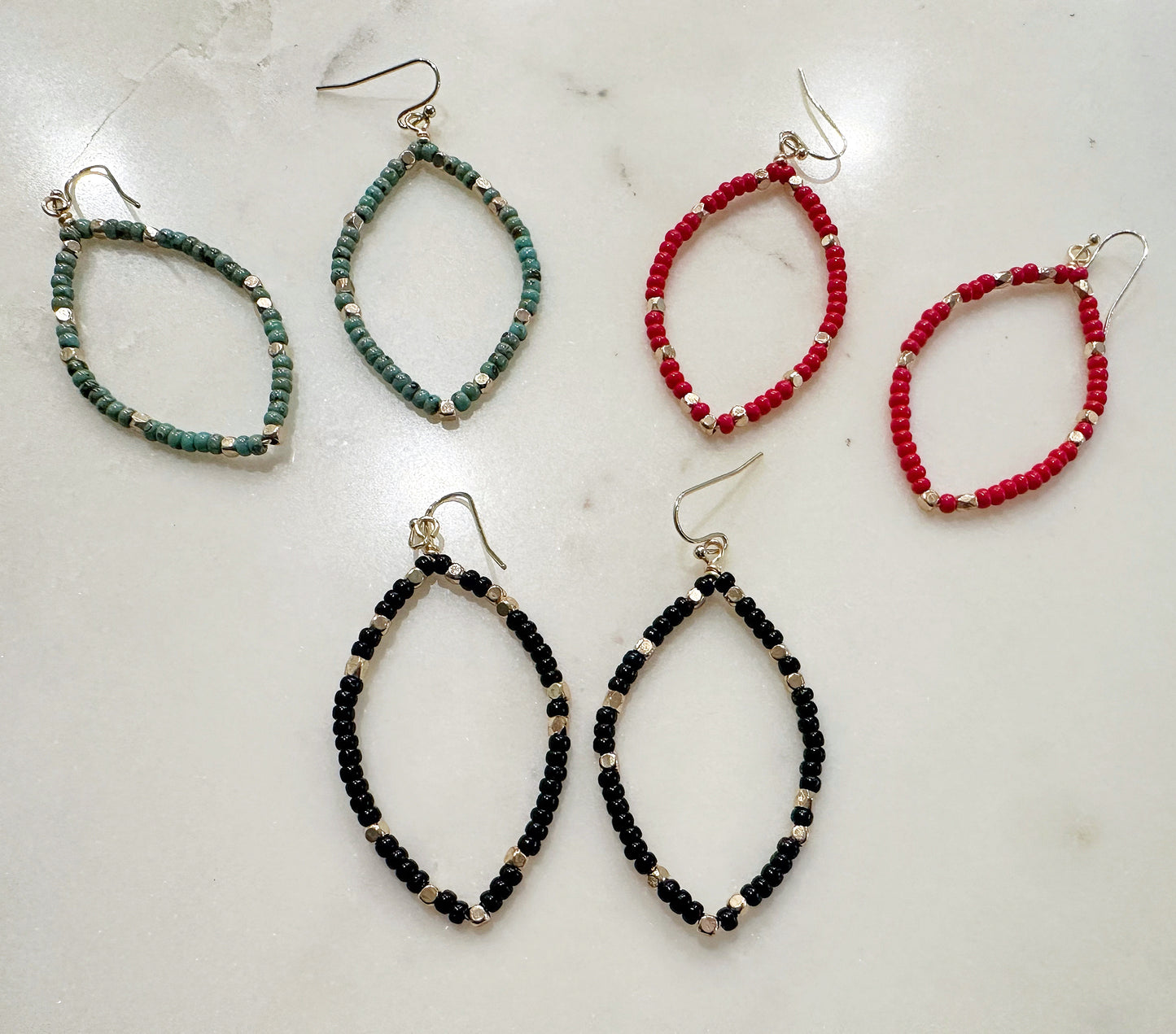 Beaded Marquee Hoop Earrings