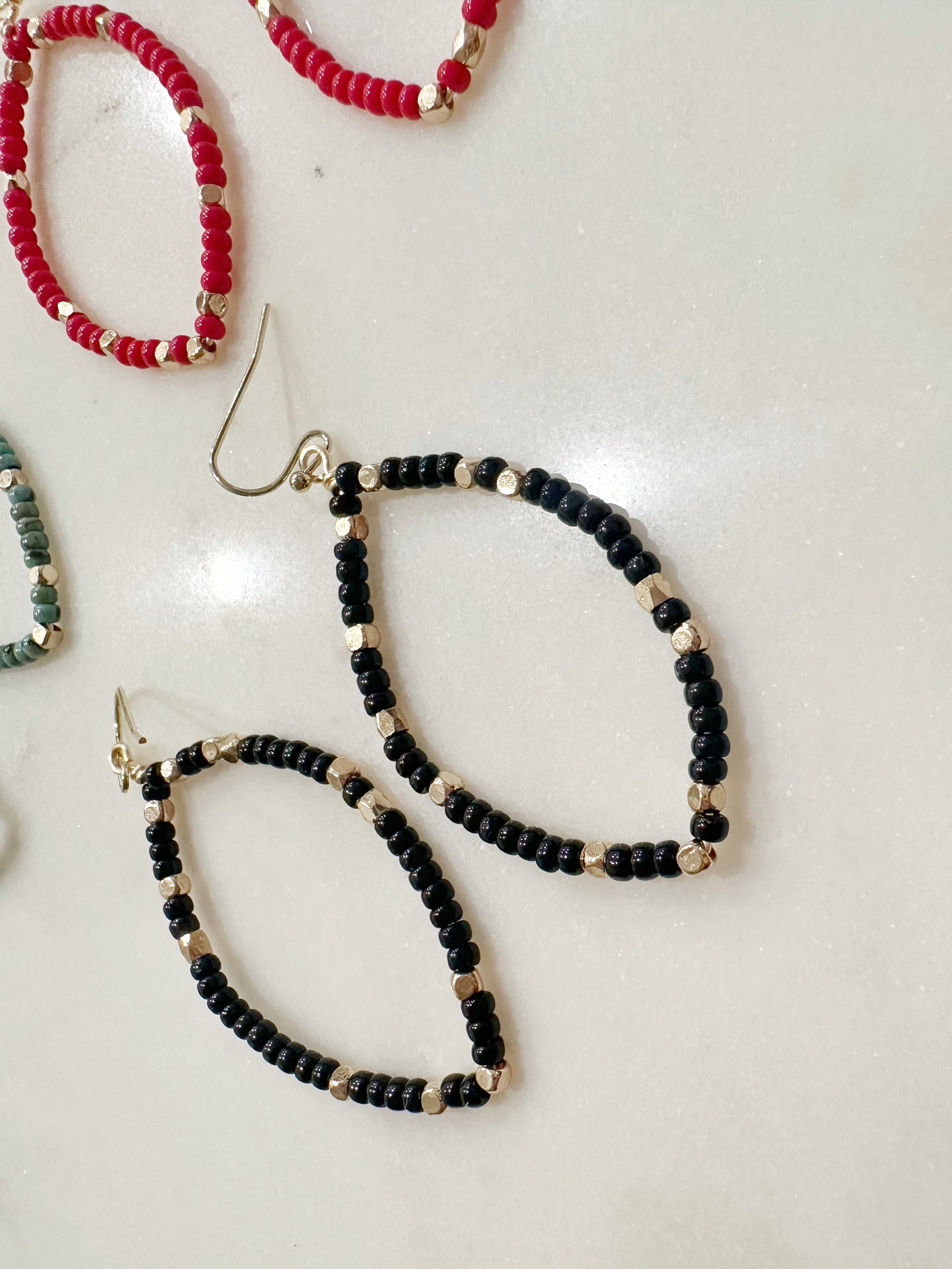 Beaded Marquee Hoop Earrings