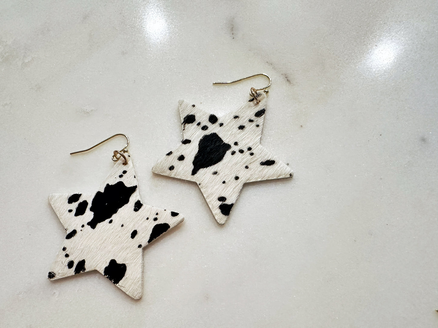 Cow Hide Star Earrings