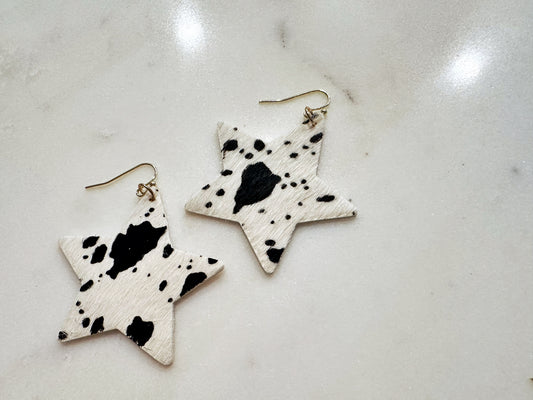 Cow Hide Star Earrings