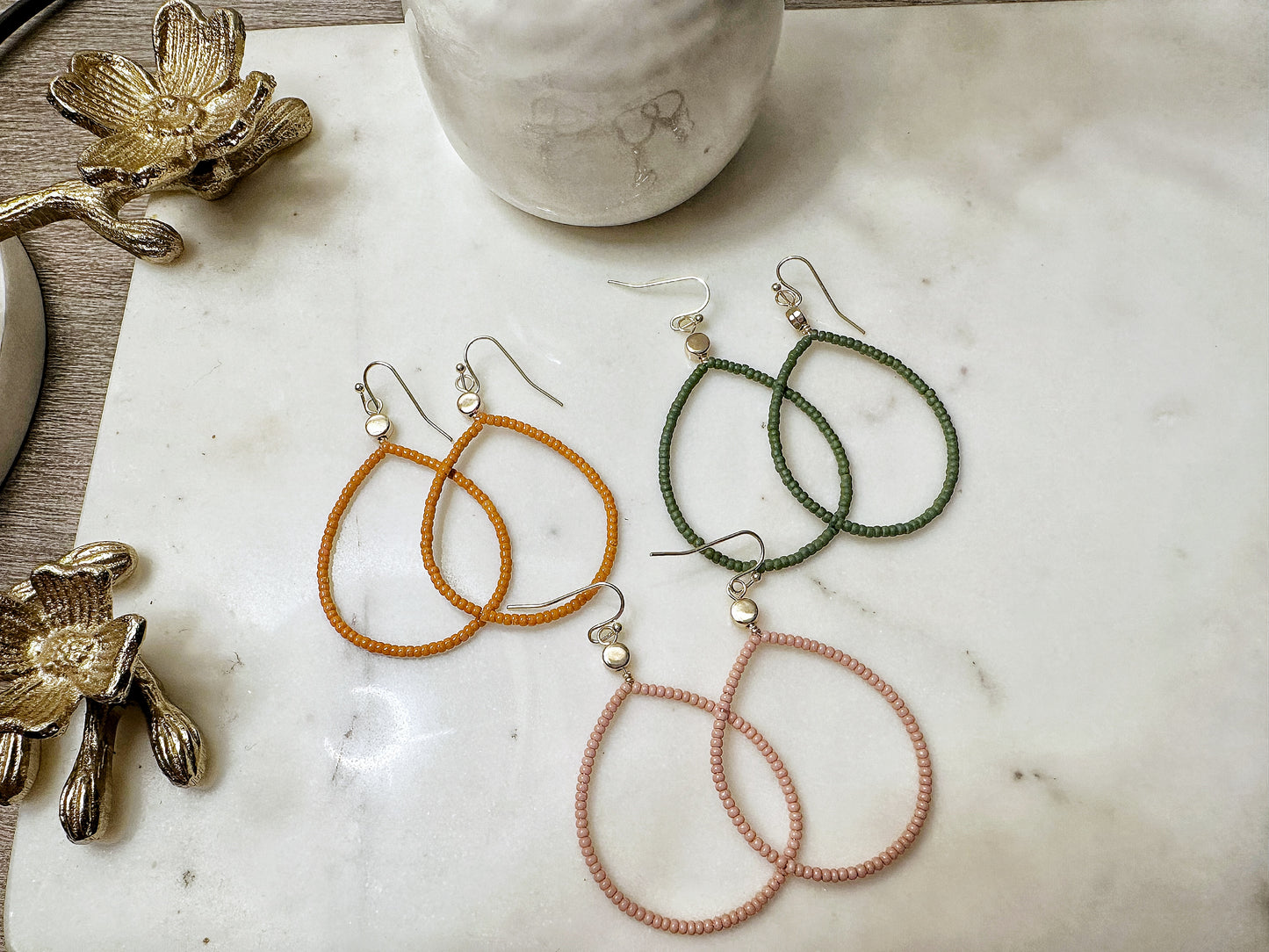 Teardrop Hoop Earrings -Autumn Mix