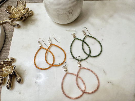 Teardrop Hoop Earrings -Autumn Mix