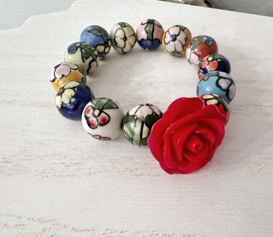 Terracotta Rose Bracelet Keychain