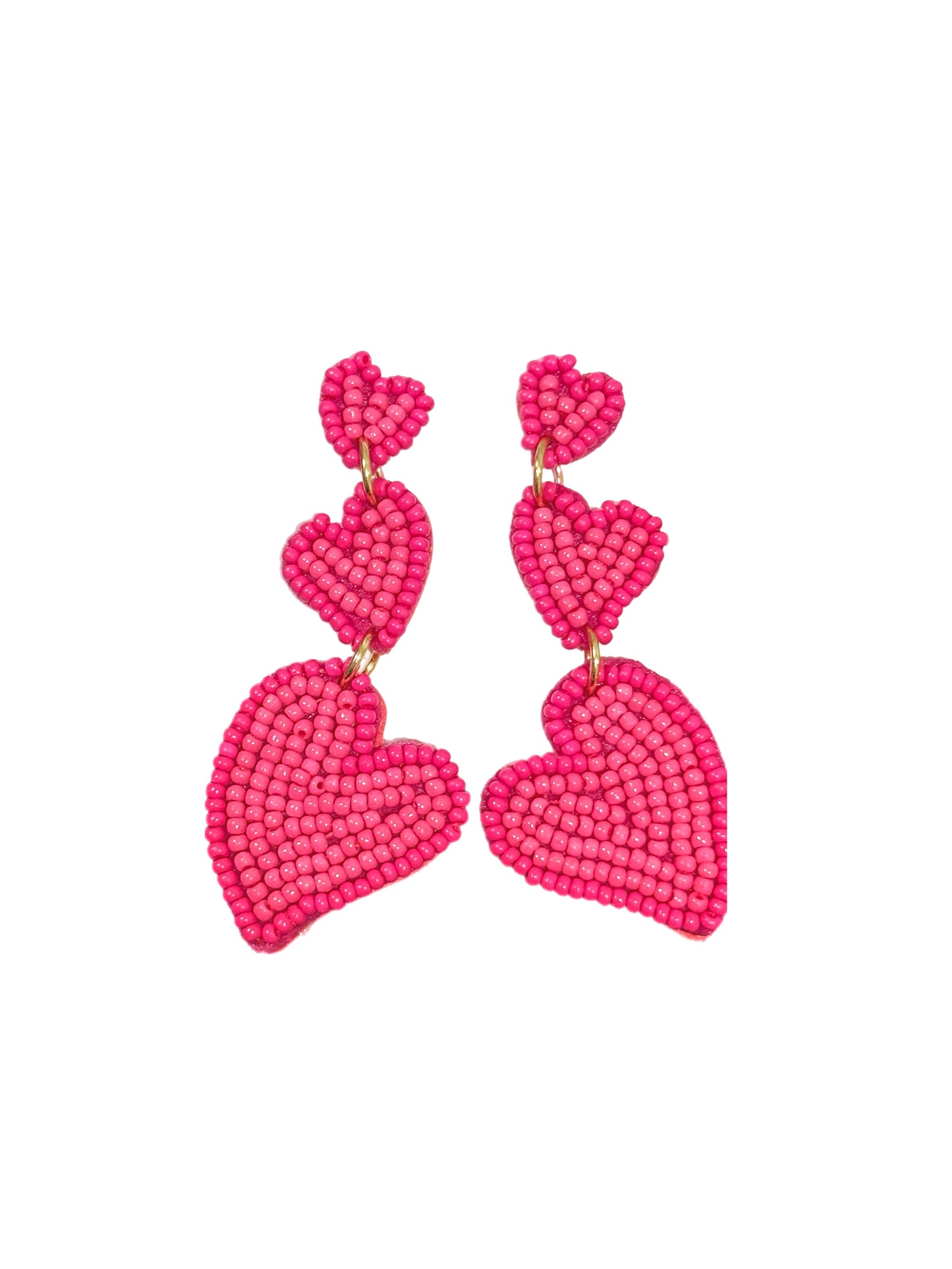 Sweetheart three tier beaded dangle earrings